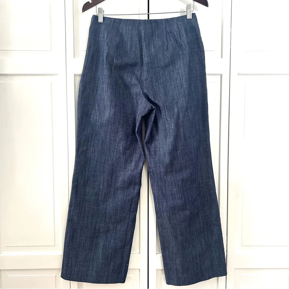 LOFT Button Trim Wide Leg trousers in Refined Denim 4P - Picture 4 of 15